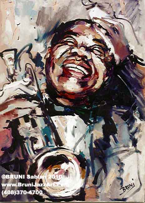 Louis Armstrong Jazz Painting by BRUNI