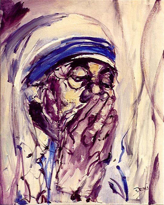 Mother Teresa,575,24x30,praying.JPG (102962 bytes)